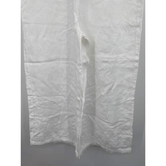Anthropologie CLOTH & STONE White LINEN Paperbag Waist Wide Leg Crop Pants‎ XS - Picture 6 of 12